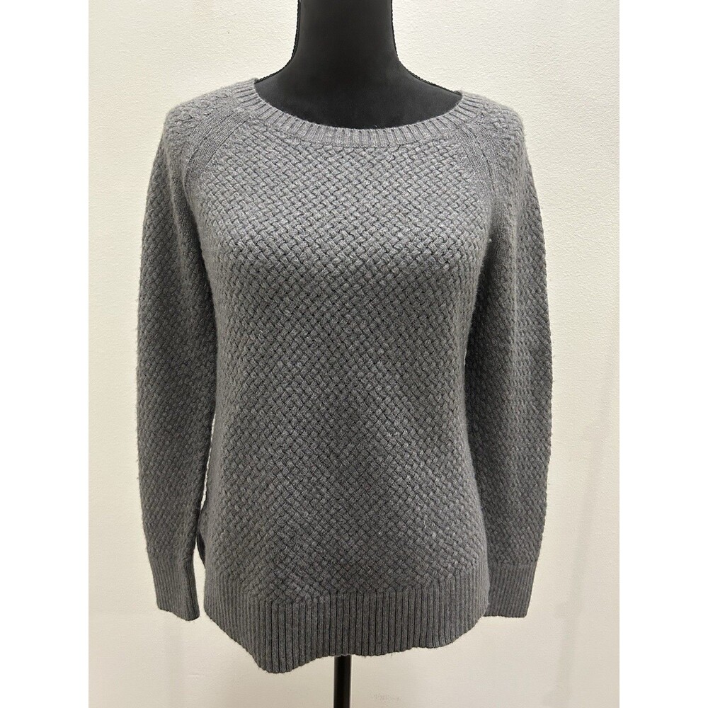 Ann Taylor LOFT Sz Large Gray Sweater Long Sleeve Crew Neck Pullover